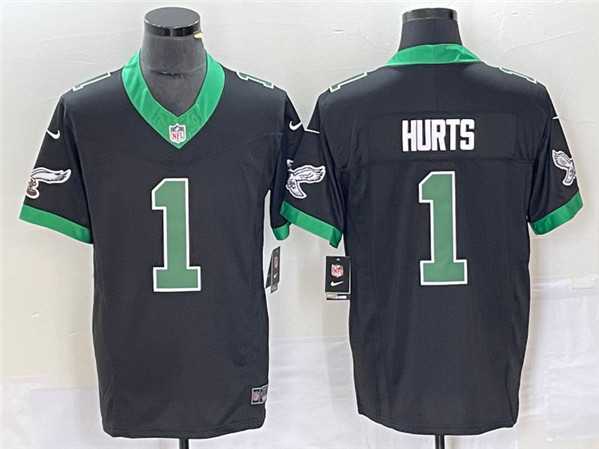 Men%27s Philadelphia Eagles #1 Jalen Hurts Black 2023 F.U.S.E. Vapor Untouchable Stitched Football Jersey->philadelphia eagles->NFL Jersey